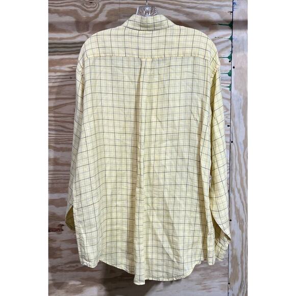 Brooks Brothers Men’s The Original Polo Shirt Linen Yellow Plaid Size Large - Picture 5 of 8